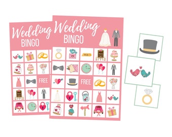 Printable Wedding BINGO Cards, Bridal Shower Digital Download, Marriage Instant Download, Kids Wedding Activity, Children Game