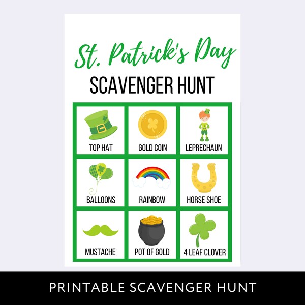 Chasse au trésor de la Saint-Patrick imprimable pour les enfants, Saint Patricks en téléchargement numérique, téléchargement immédiat pour les fêtes, chasse au trésor, fête d'école