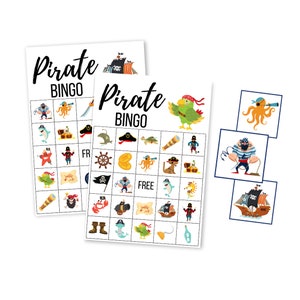Piraten-BINGO-Kartenspiel für Kinder, druckbares Geburtstagsparty-Spiel, 1. Geburtstag Junge, Babyparty, digitaler Download, Meeresschildkröte-Sofort-Download