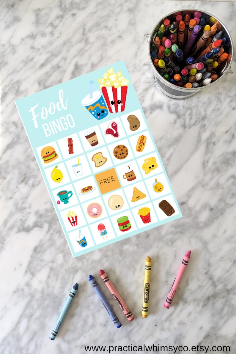 Printable Food BINGO Game, Restaurant Digital Download for Kids, Birthday Party Instant Download, Go Together, Family Game Night Activity image 3
