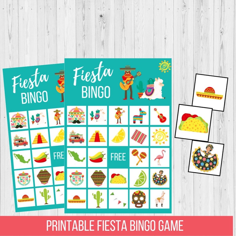 Fiesta Party Game for 2nd Birthday Mexican BINGO Cards Party | Etsy