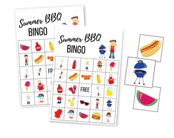 Printable Summer BINGO Game, Backyard BBQ Game Cards, Pool Party Digital Download, Family Reunion Instant Download, Barbeque Picnic