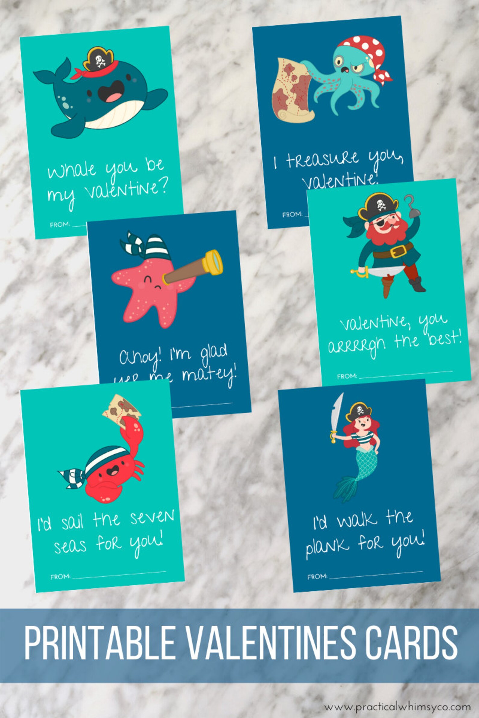 Under the Sea Valentines Day Card for Kids Pirate Printable Etsy