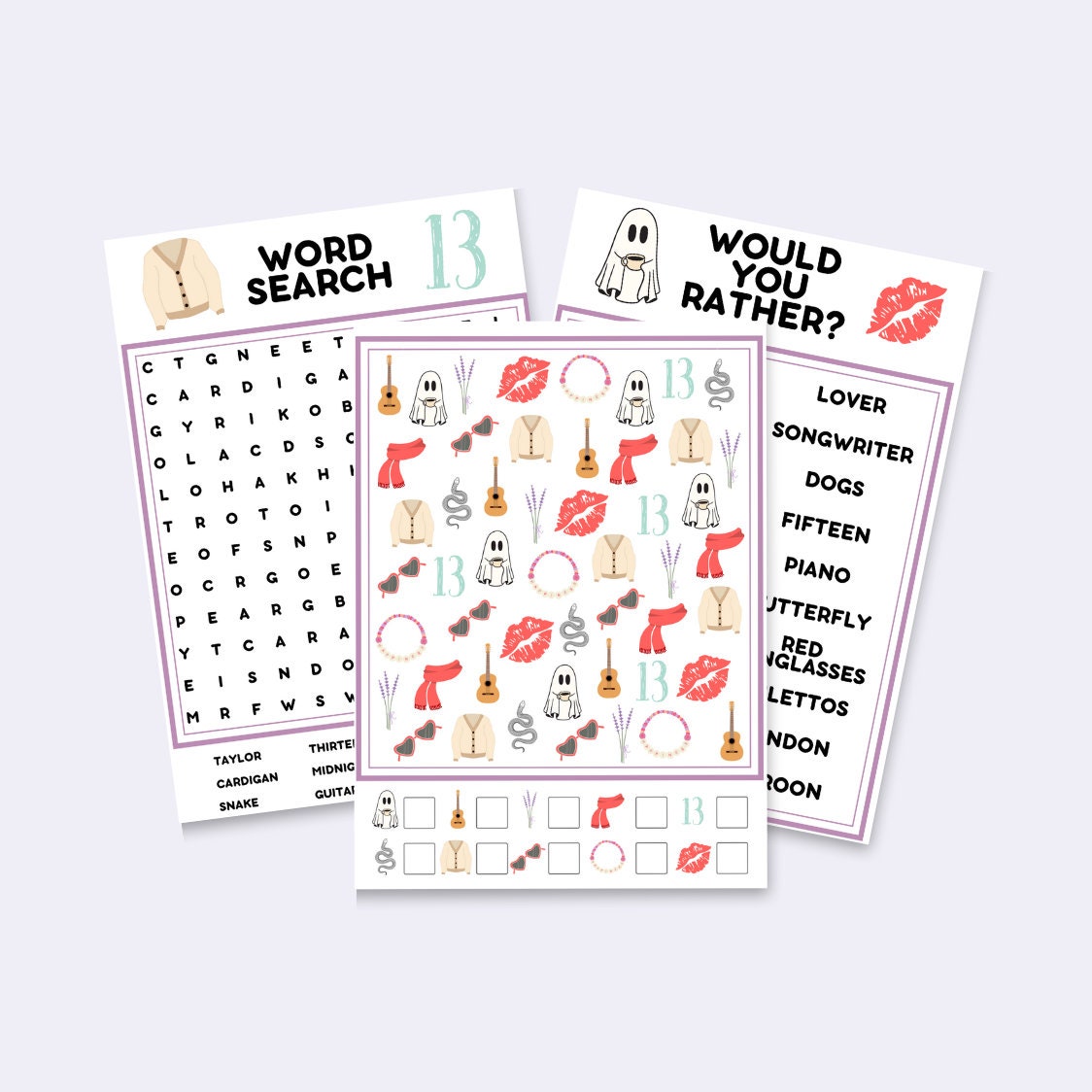 Taylor Party Games, Teen Girl Printable for Kids, Taylor Merch Digital Download, Instant Download, Birthday Party, Bachelorette Party