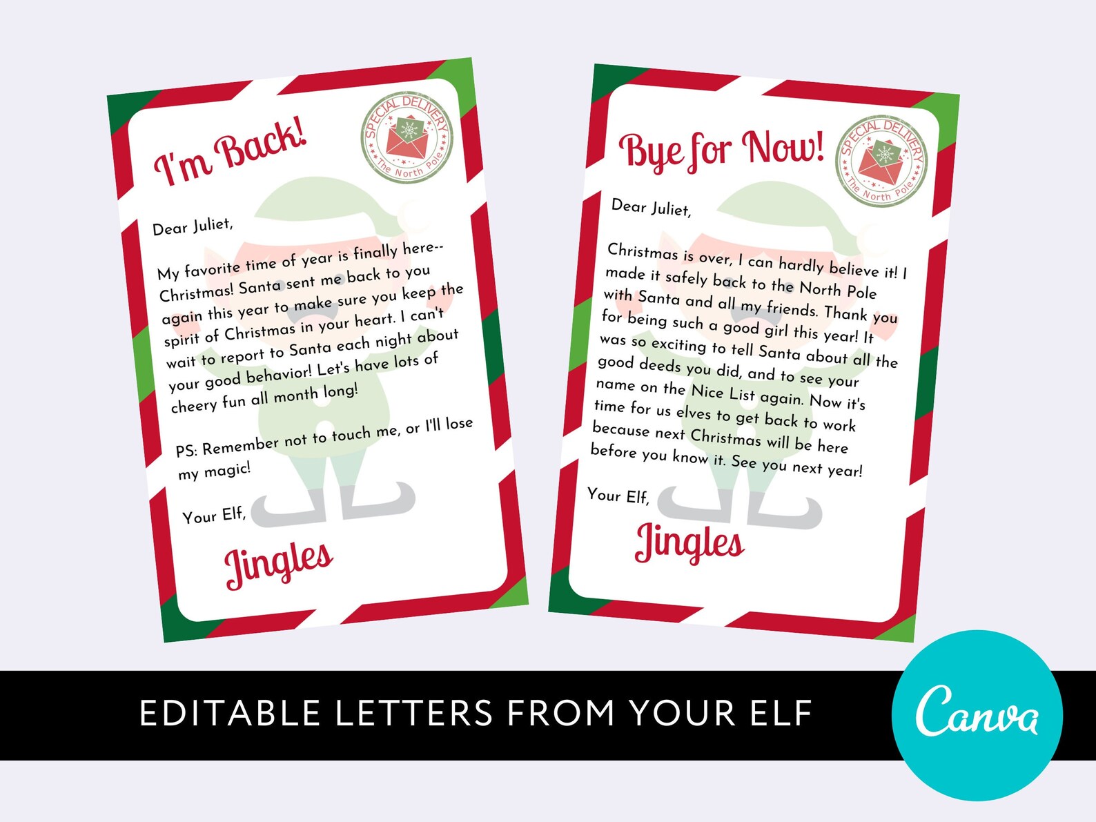 Editable Elf Letter Printable, Letter From Elf, Canva Template ...