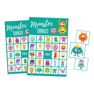 Imprimable Monster BINGO Game, téléchargement numérique pour fête d'anniversaire de garçon, téléchargement immédiat extraterrestre, tout-petit, préscolaire, soirée jeux en famille