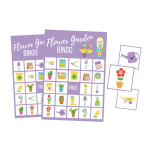 Cartes imprimables de BINGO pour le jardin fleuri, jeu de téléchargement numérique de printemps, téléchargement immédiat pour fête d'anniversaire des filles, plantes succulentes, école à la maison