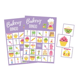Printable Bakery BINGO Game, Instant Download, Sweet Treat Baking, Cupcakes, Girl Birthday Party, Rainy Day Activity, Digital Download