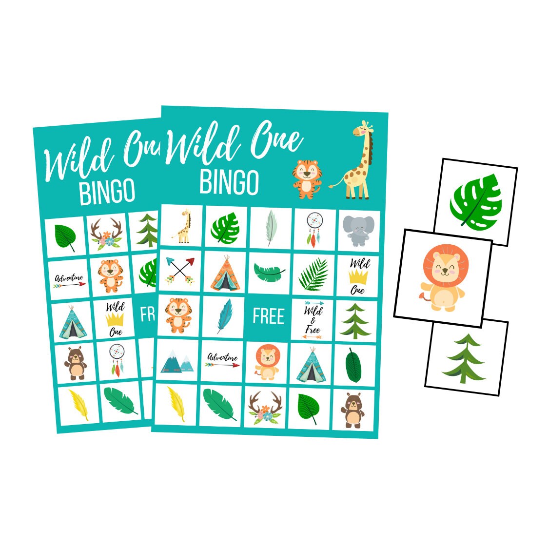 Wild One Birthday Party for 1st Birthday Jungle BINGO Cards - Etsy