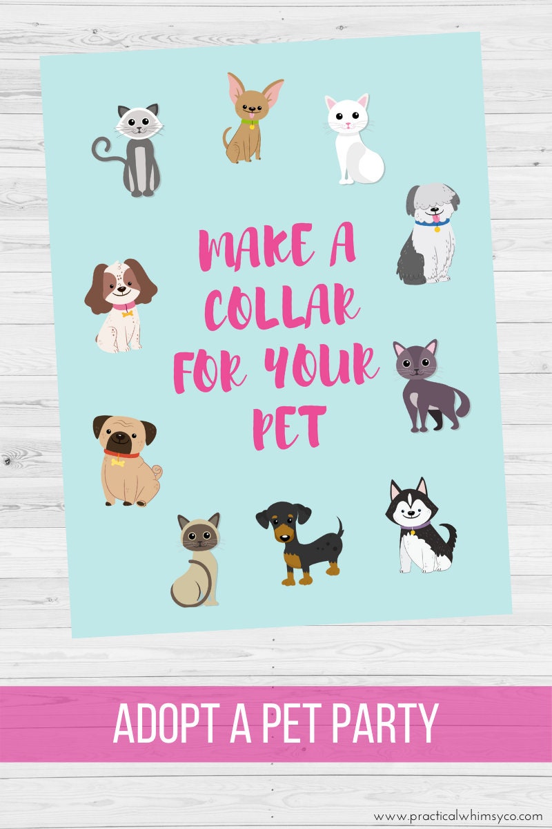 Adopt a Pet Party Printables Cat Party Adoption Certificate - Etsy