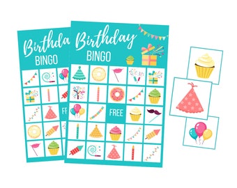 Printable Birthday BINGO Cards, Girl Party Digital Download, Boy Instant Download, 1st, 2nd, Preschool, Toddler