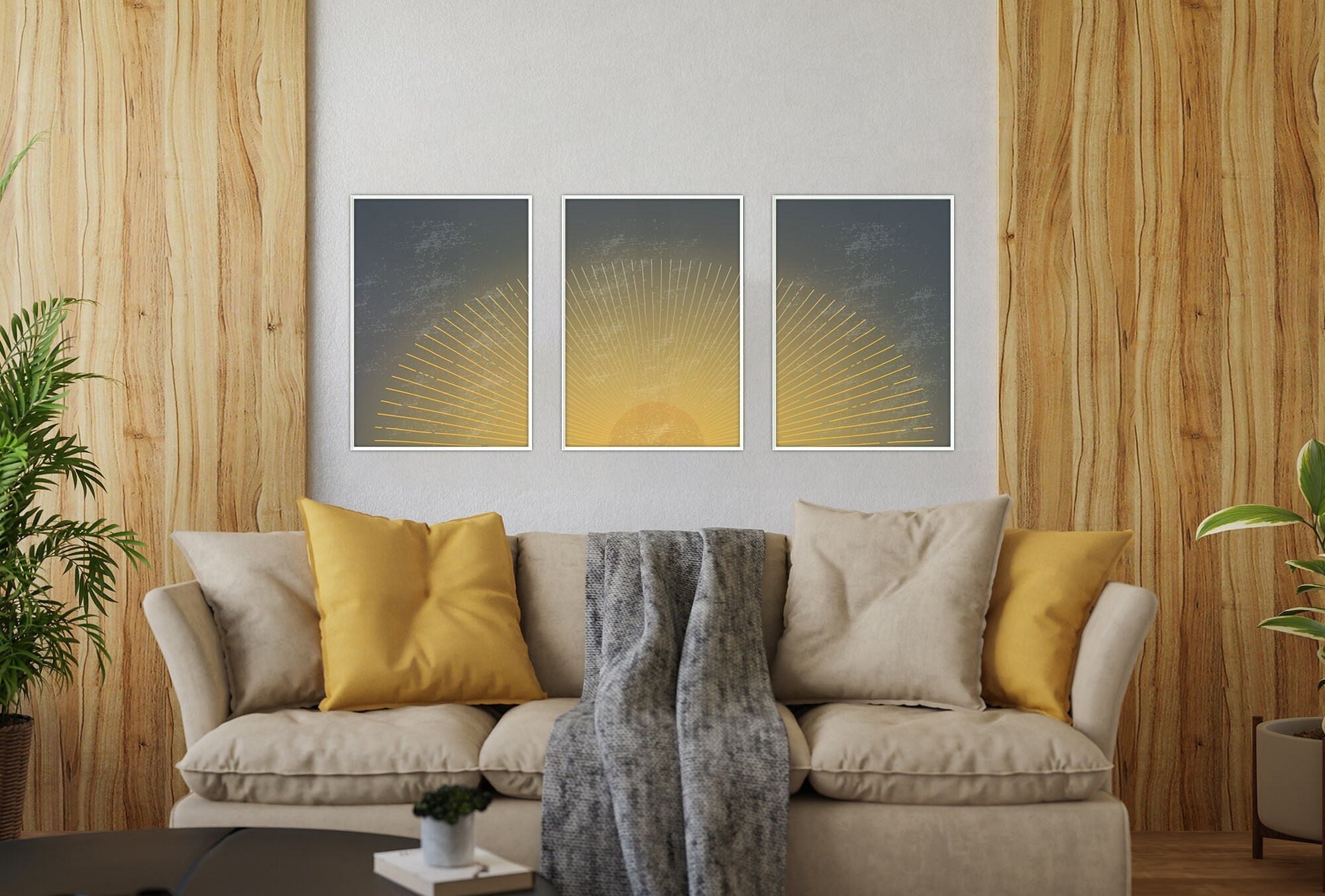 Boho Printable Wall Art, Sun Print Set of 3 Wall Decor, Mid Century ...