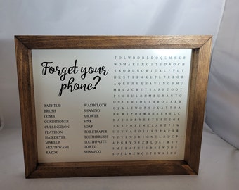 Forgot your Phone Wood Search Framed Sign,  Bathroom sign, funny bathroom sign, farmhouse framed sign, Wood Sign, Dry Erase Sign