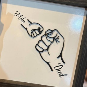 Fist Bump Dad and Kids Framed Sign, Gift, Gift For Dad, Dad Birthday Gift, Father's Day Gift for Dad, Gift Idea for Dad Black