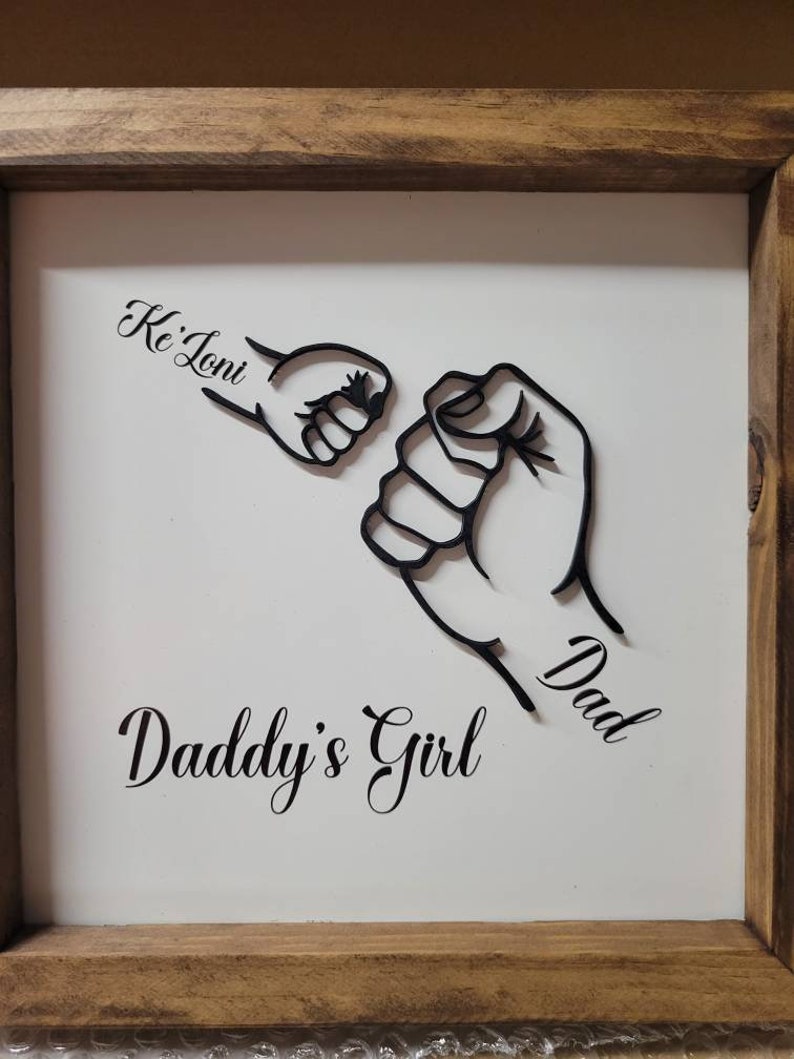 Fist Bump Dad and Kids Framed Sign, Dad Birthday Gift, Father's Day Gift for Dad, Gift Idea for Dad, Fathers Day Gift from Daughter Kids Son image 3