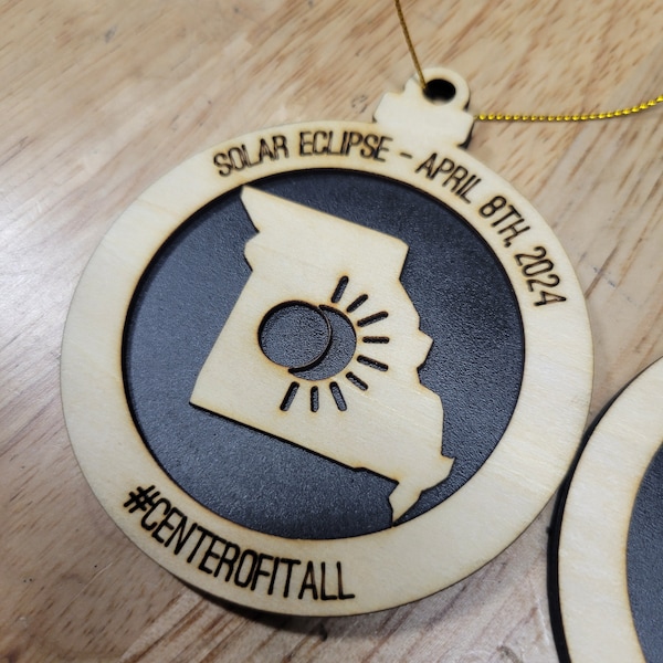 Solar Eclipse 2024 ornament, April 8 Totality Eclipse, Eclipse, Wood Ornament, Personalized Ornament