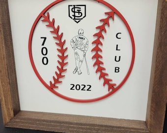 Pujols 700 Home Run Commemorative Wood Frame Sign