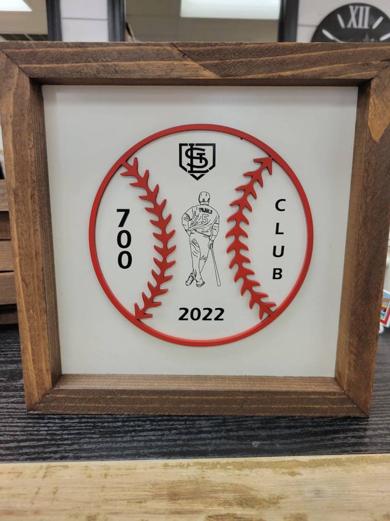 Pujols 700 Home Run Commemorative Wood Frame Sign image 3