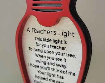 A Teachers Light Ornament With Poem Card, Teacher Ornament, Christmas ...