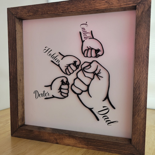 Fist Bump Dad and Kids Framed Sign, Dad Birthday Gift, Father's Day Gift for Dad, Gift Idea for Dad, Fathers Day Gift from Daughter Kids Son