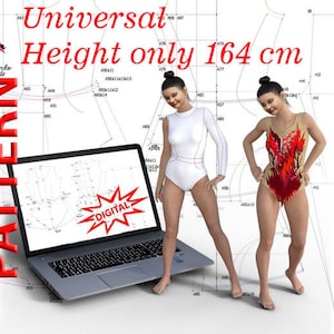 Universal (only height 164 )Pattern leotard for rhythmic gymnastics, acrobatics, skating