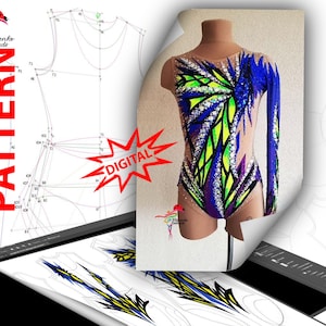DIGITAL  PDF Pattern leotard for rhythmic gymnastics, acrobatics, skating 060