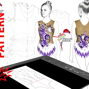 v Pattern leotard for rhythmic gymnastics, acrobatics, skating 029