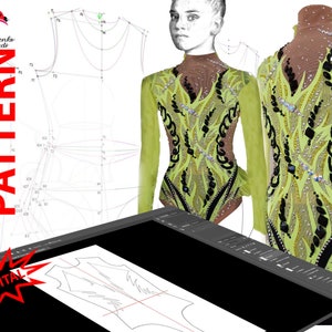 v Pattern leotard for rhythmic gymnastics, acrobatics, skating 035