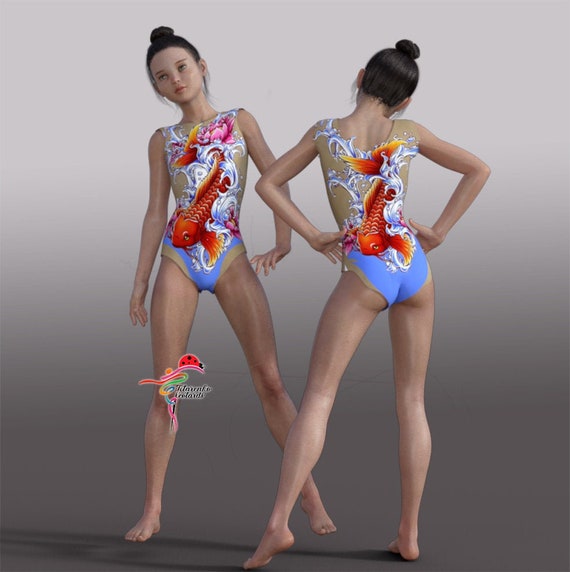 V RG Leotard for Rhythmic Gymnastics, Acrobatics, Skating 