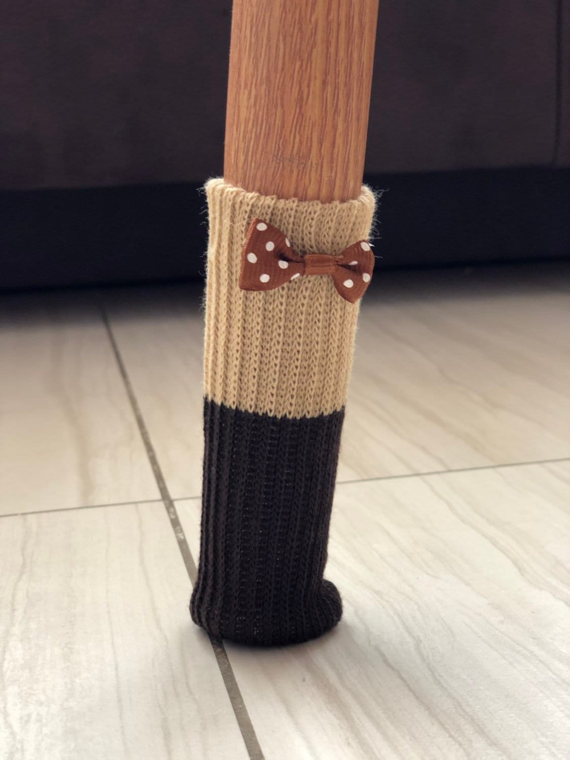 Beige knit chair socks Brown chair leg cozy Chair booties Etsy