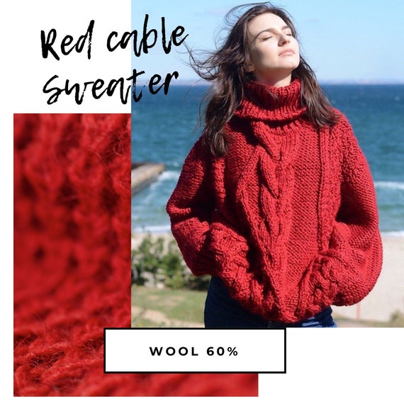 red oversized sweater