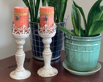 Vintage soportes de velas de estano