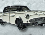Ford Thunderbird 1955 enamel lapel badge, 40x18mm. Butterfly pin fixing.