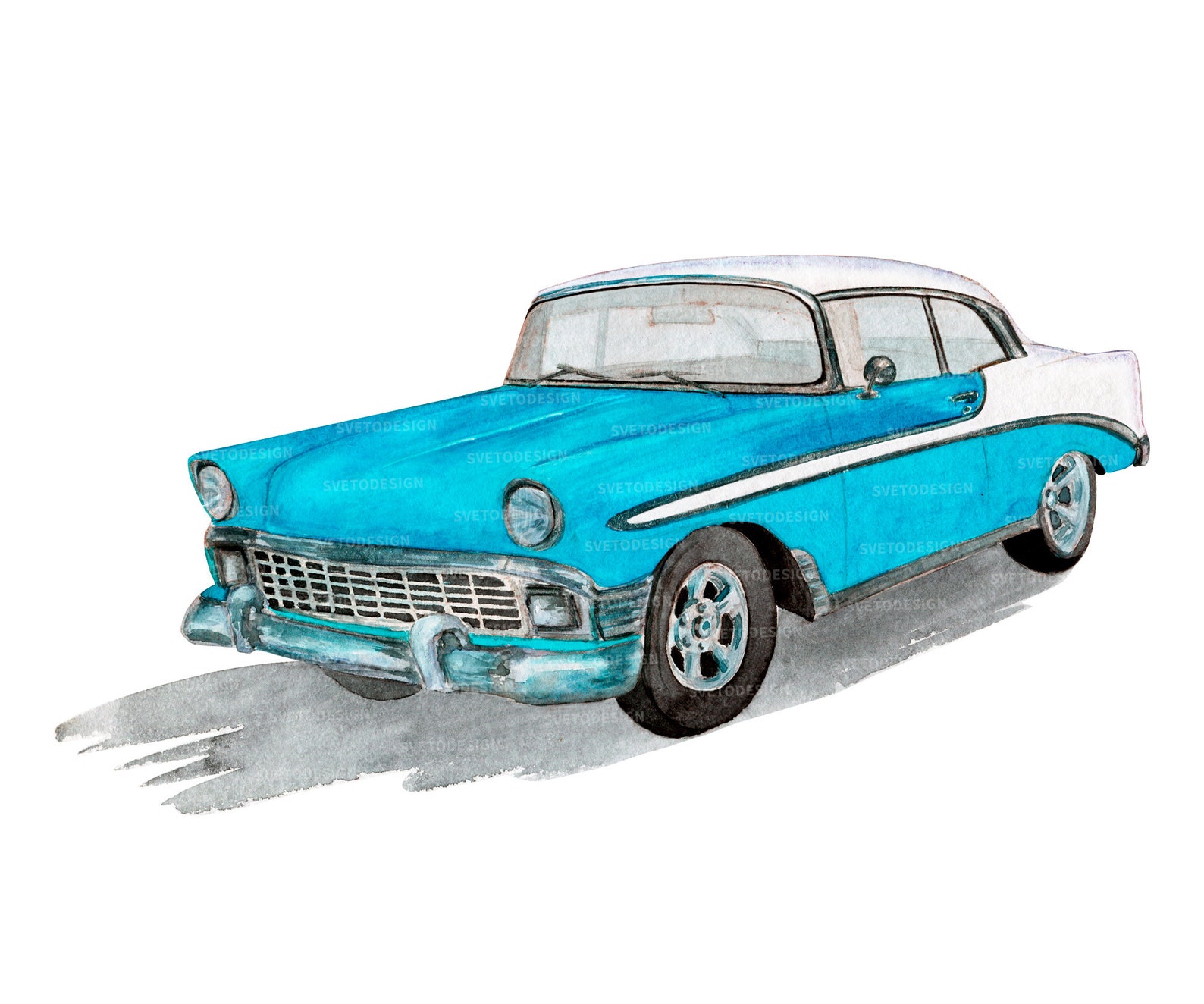 Vintage retro cars watercolor clipart. Classic cars old timer | Etsy