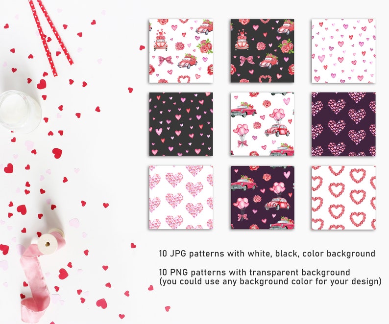 Valentine's Day Watercolor Digital Paper. Love Seamless Pattern ...