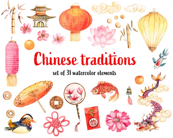 Lunar New Year Clipart Hand Drawn Chinese New Year Clip Art 