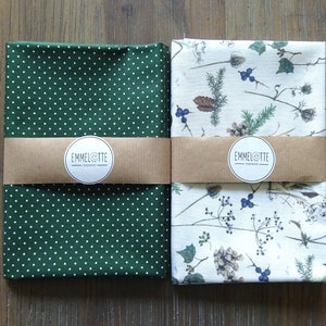 Fabric package acufactum Winter's Tale and Poppy dark green, fabric cuts, 2 x approx. 50 cm x 75 cm