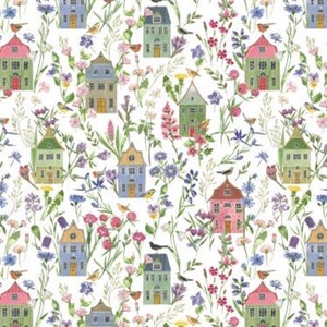 acufactum fabric houses and flowers cotton Kerstin Heß