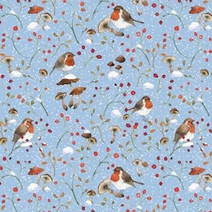 acufactum fabric robins in the snow cotton