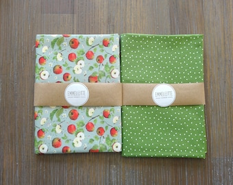 Fabric bundle acufactum cotton fabric apple harvest and polka dots olive green, 2 x approx. 50 cm x 75 cm