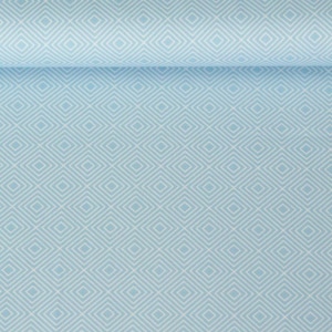 Könnte beinhalten: Ein hellblauer Stoff mit einem weißen Rautenmuster.