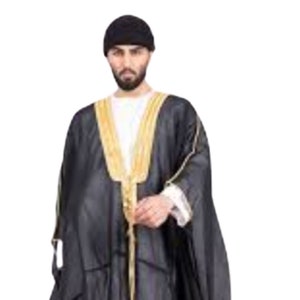 Men's Bisht Cloak Arab Dress Thobe Robe Eid Kaftan Jacket Wedding free shipping