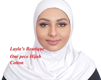 One Pieces Al Amira Cotton Sequins Instant Hijab Scarf Muslim Islamic Women Caps