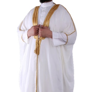 Mens bisht Islamic Arab Dress Sheikh Imam Kaftan Cloak Bisht Abaya Eid Robe color premium quality Free Shipping image 4