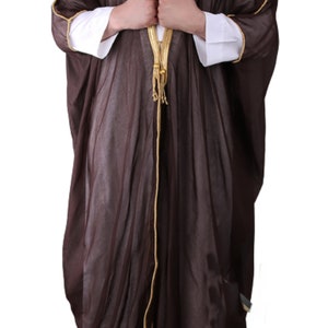 Mens bisht Islamic Arab Dress Sheikh Imam Kaftan Cloak Bisht Abaya Eid Robe color premium quality Free Shipping Dark Brown