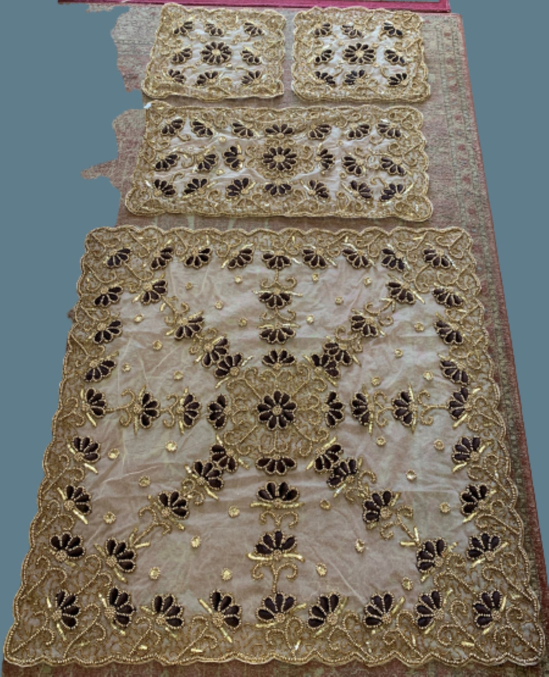 Beaded Tablecloth India Handcrafted Elegant Designer Table Linen Set 4