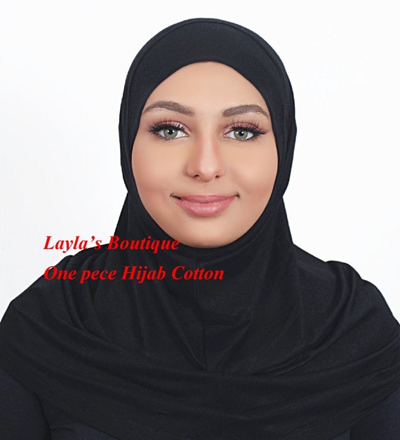 One Piece Hijab stretch pull on ready Amira Jilbab Abaya Scarf Headscarf islamic 