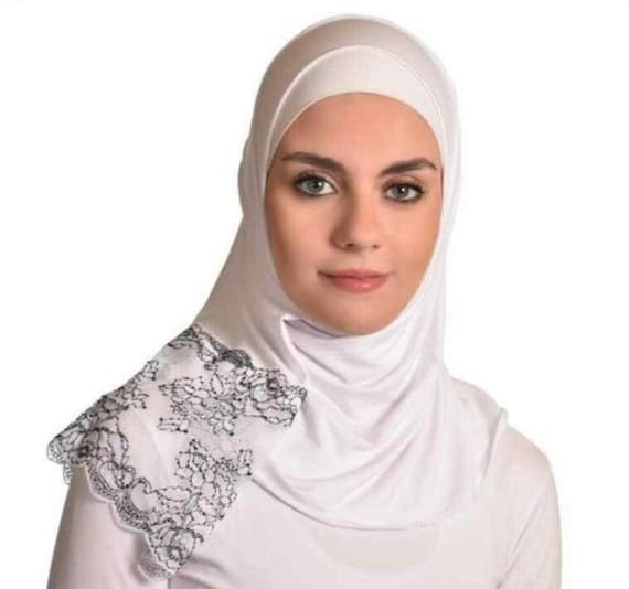 Lace edge hijab deals