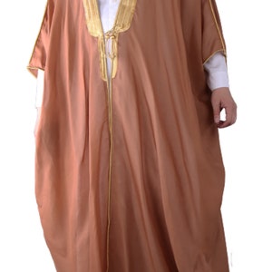 Mens bisht Islamic Arab Dress Sheikh Imam Kaftan Cloak Bisht Abaya Eid Robe color premium quality Free Shipping Light Brown