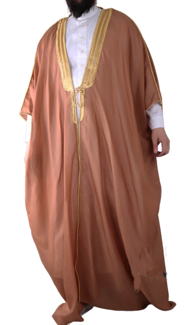 Mens bisht Islamic Arab Dress Sheikh Imam Kaftan Cloak Bisht Abaya Eid Robe color premium quality Free Shipping Light Brown